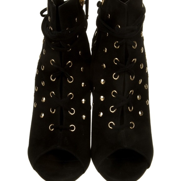 Giuseppe Zanotti Black Suede Alien Peep Toe Booties - Picture 4 of 9